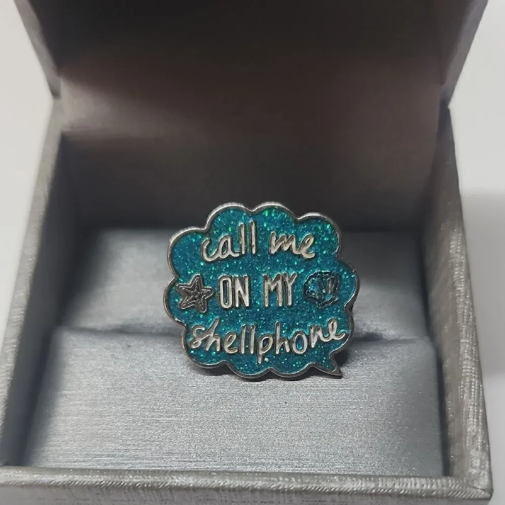 Blue Call Me On My Shellphone Pin